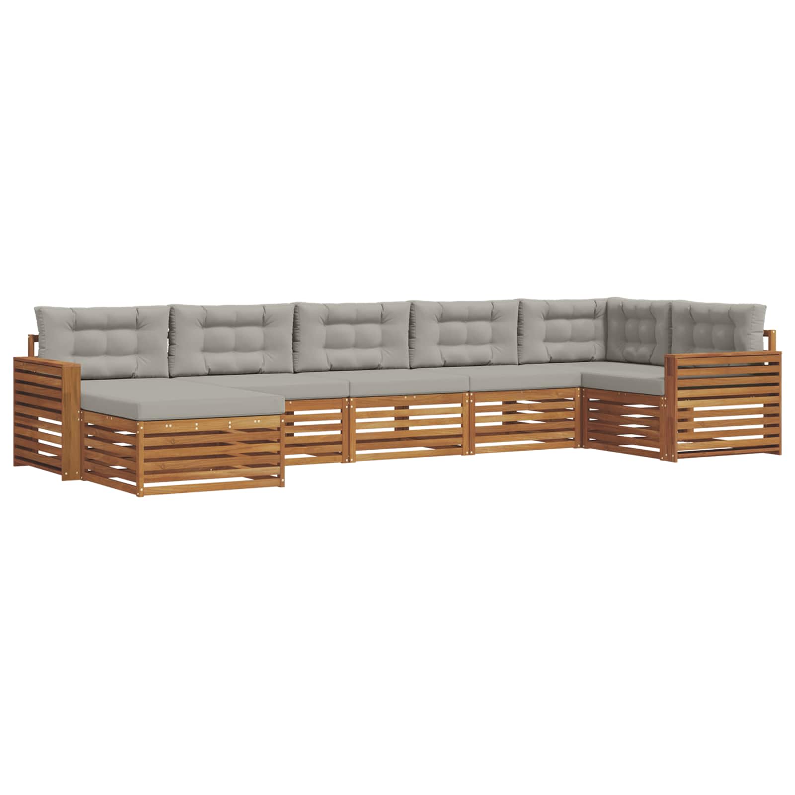 Sofa-Sets 7 pcs Natuurlijk en Lichtgrijs Massief Acaciahout image 2