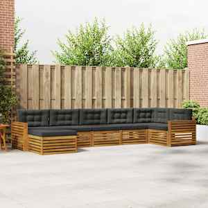 Zunanja garnitura za sedenje 7 pcs Naravna in antracitna