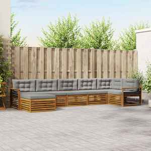 Zunanja garnitura za sedenje 7 pcs Naravna in svetlo siva