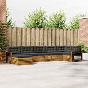 Zunanja garnitura za sedenje 7 pcs Naravna in antracitna