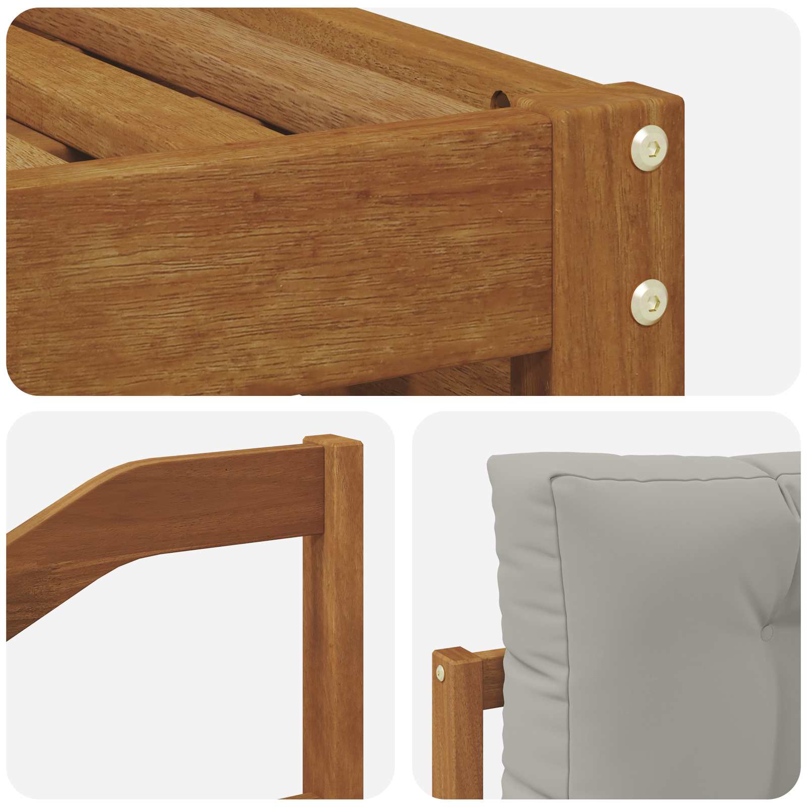 Sofa-Sets 7 pcs Natuurlijk en Lichtgrijs Massief Acaciahout image 6