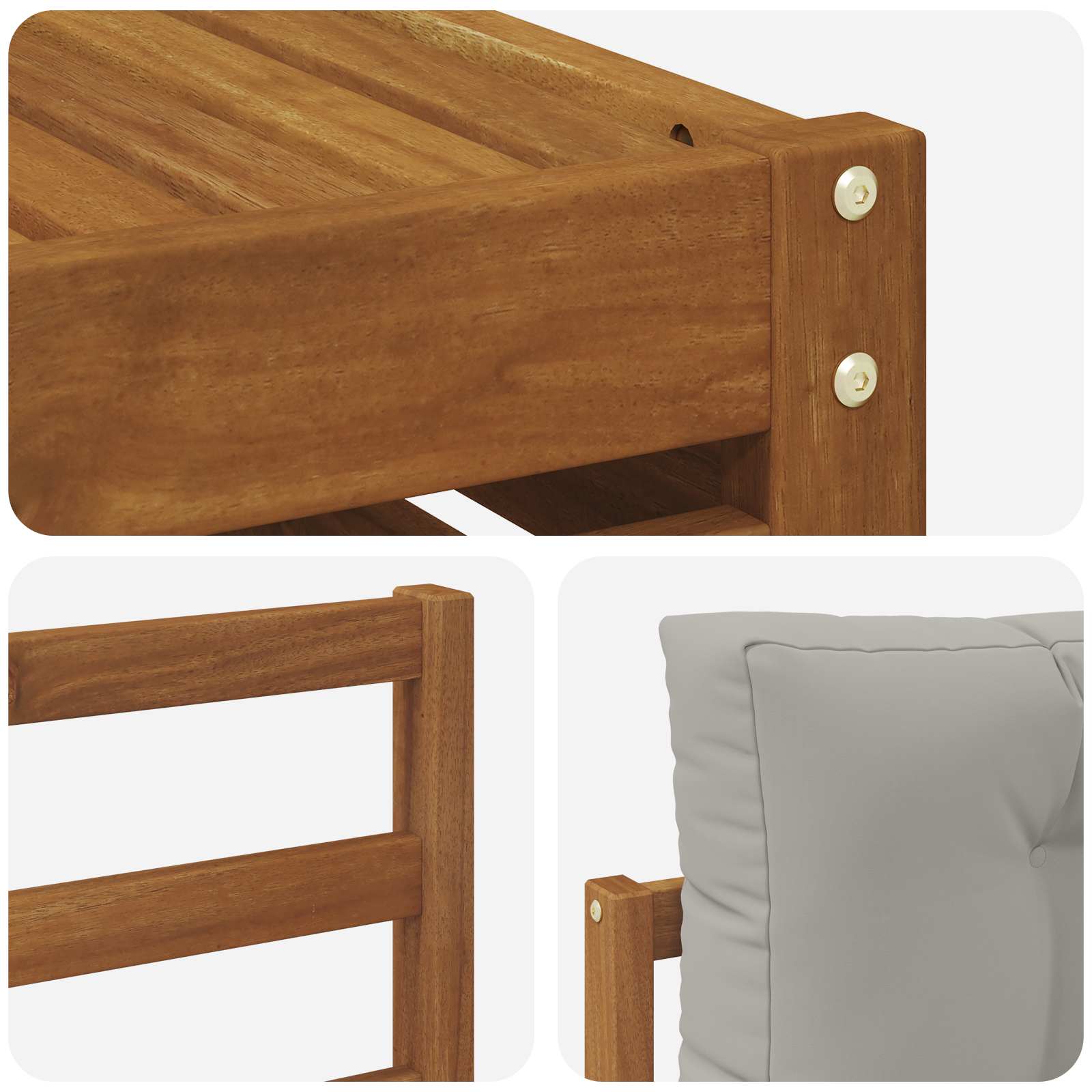 Sofa-Sets 8 pcs Natuurlijk en Lichtgrijs Massief Acaciahout image 8