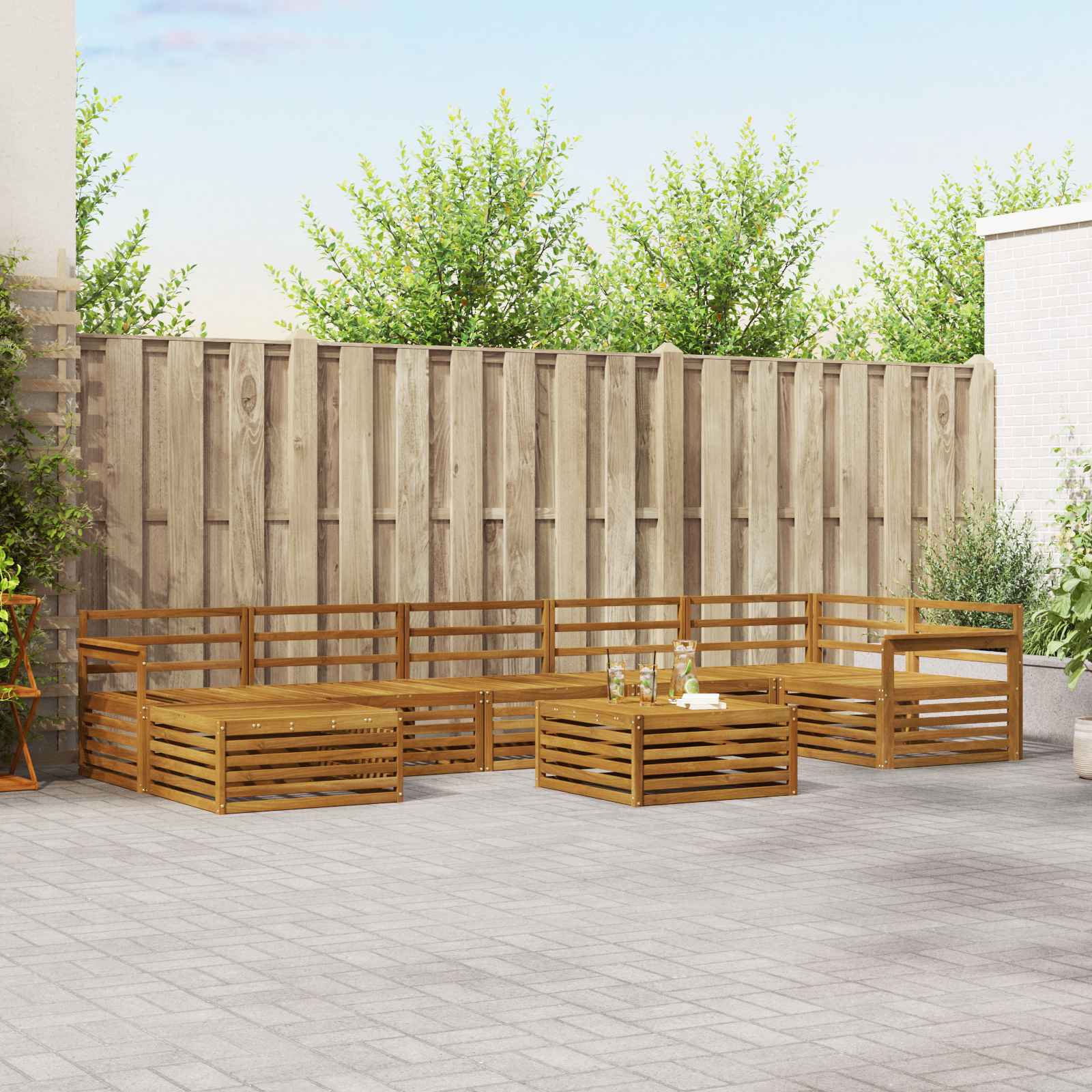 Sofa-Sets 8 pcs Naturel Massief Acaciahout image 1