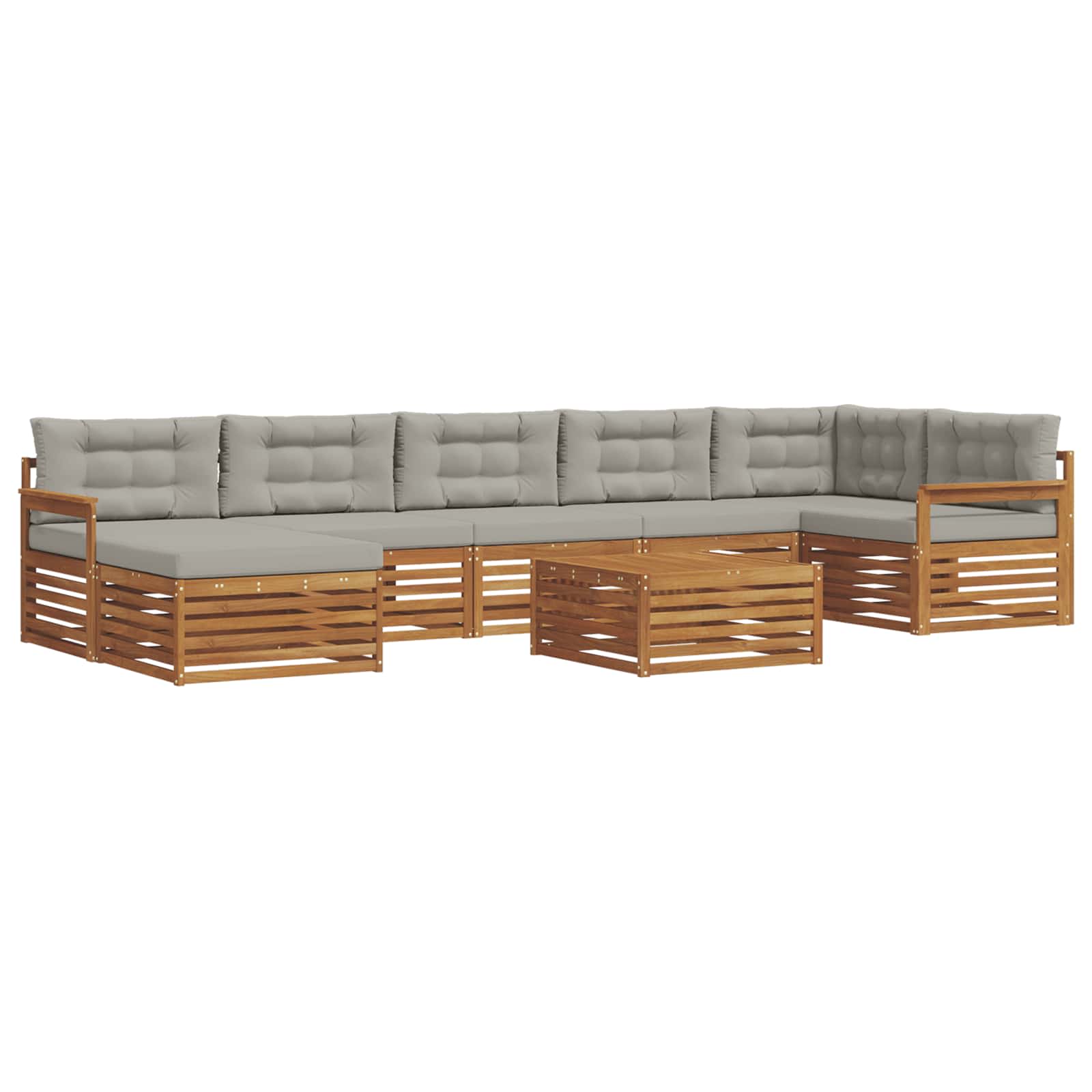 Sofa-Sets 8 pcs Natuurlijk en Lichtgrijs Massief Acaciahout image 2