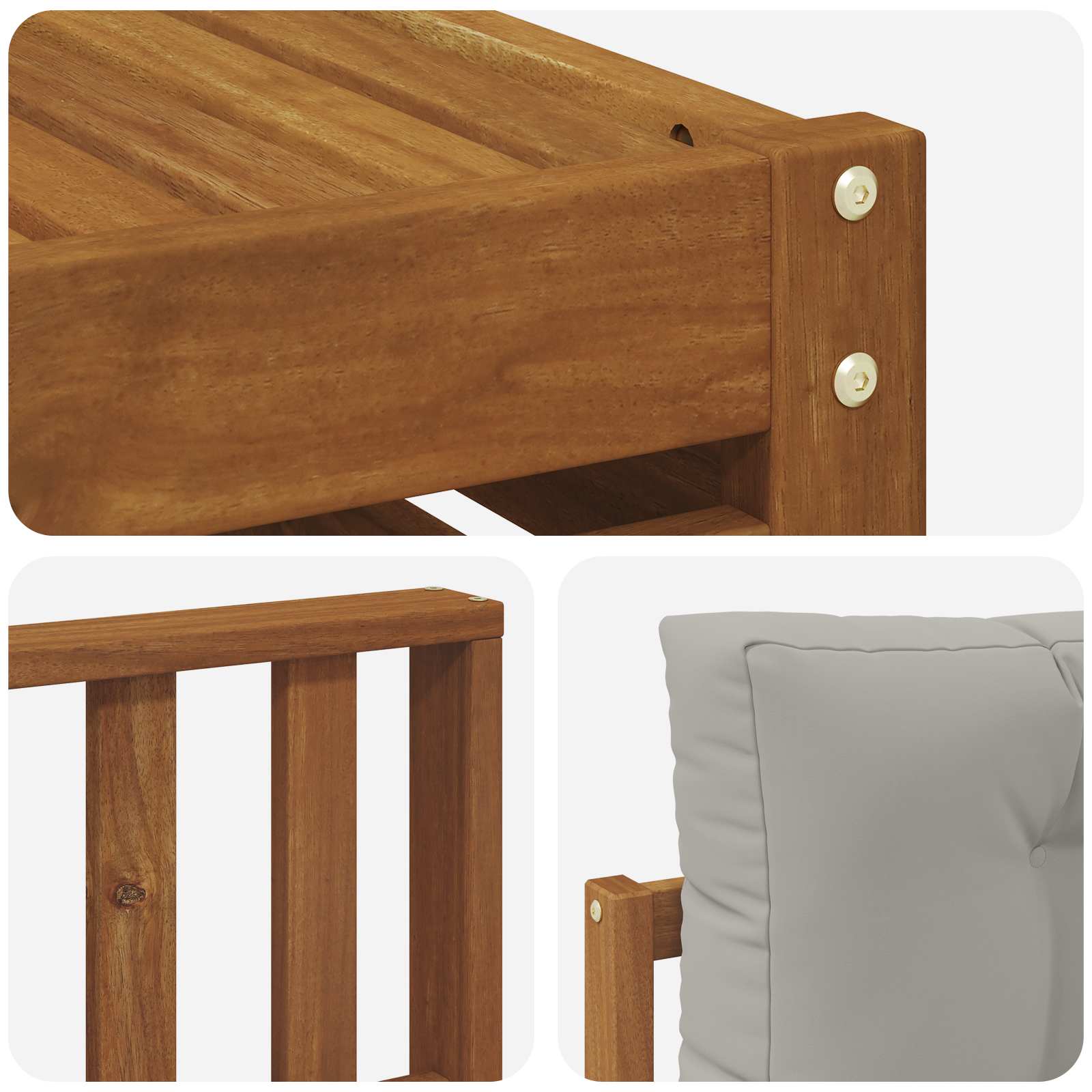 Sofa-Sets 8 pcs Natuurlijk en Lichtgrijs Massief Acaciahout image 8