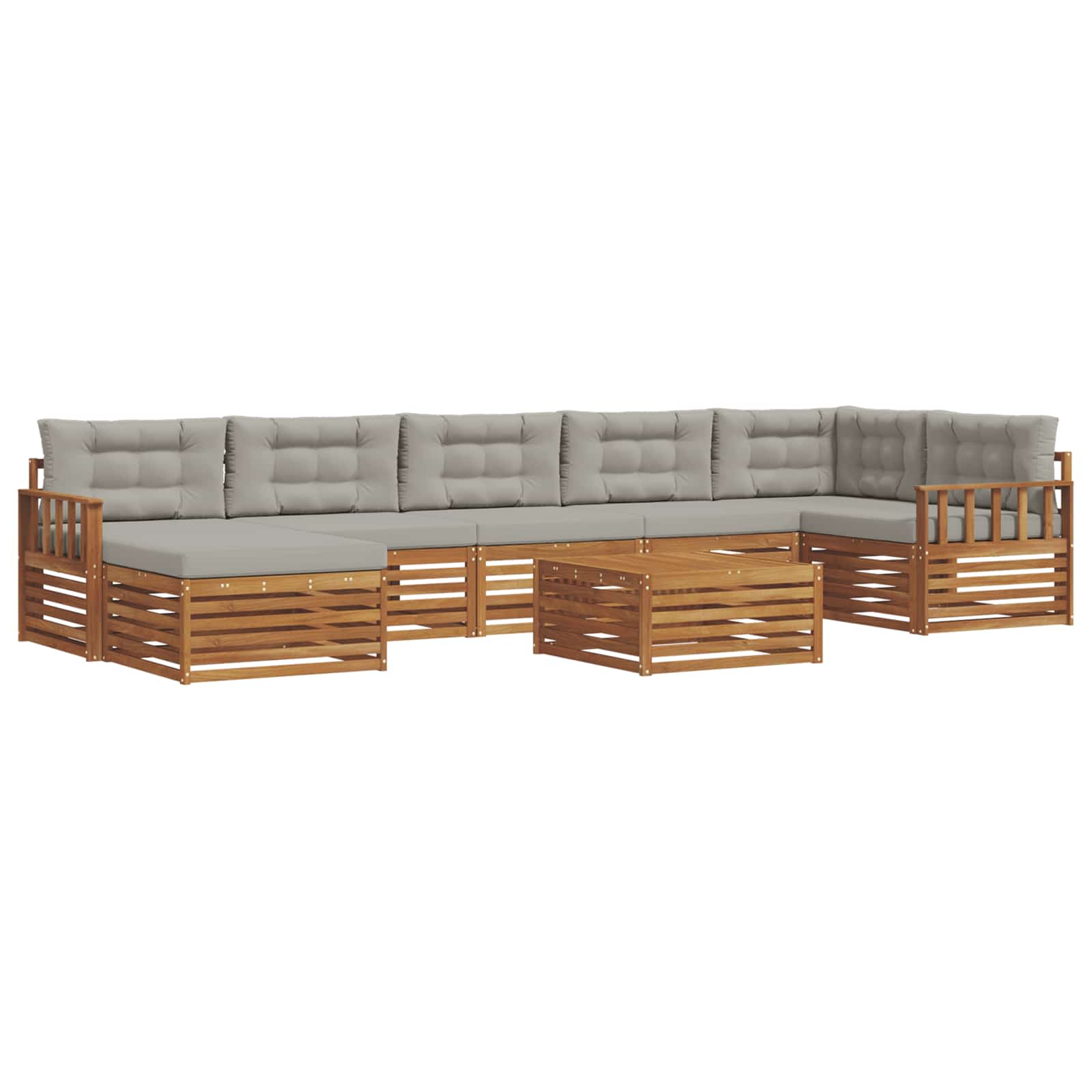 Sofa-Sets 8 pcs Natuurlijk en Lichtgrijs Massief Acaciahout image 2