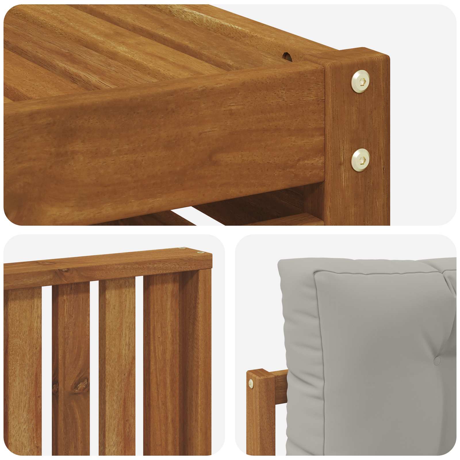 Sofa-Sets 8 pcs Natuurlijk en Lichtgrijs Massief Acaciahout image 8