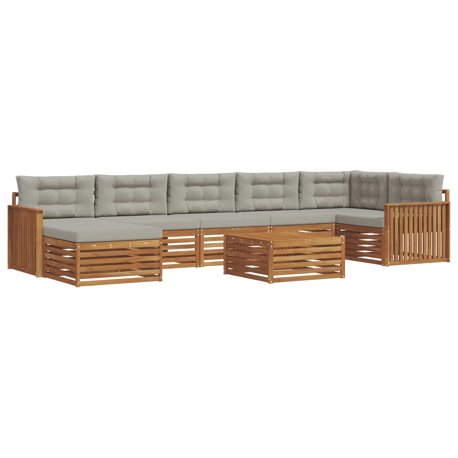 Sofa-Sets 8 pcs Natuurlijk en Lichtgrijs Massief Acaciahout image 2