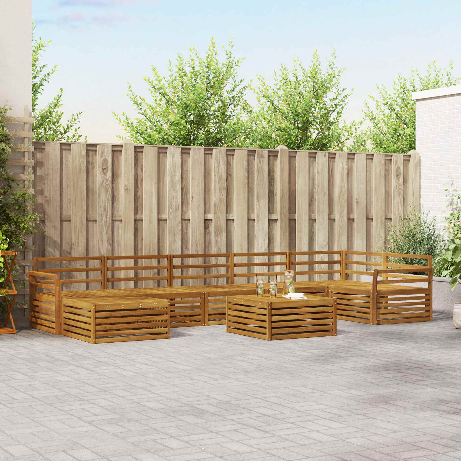 Sofa-Sets 8 pcs Naturel Massief Acaciahout image 1