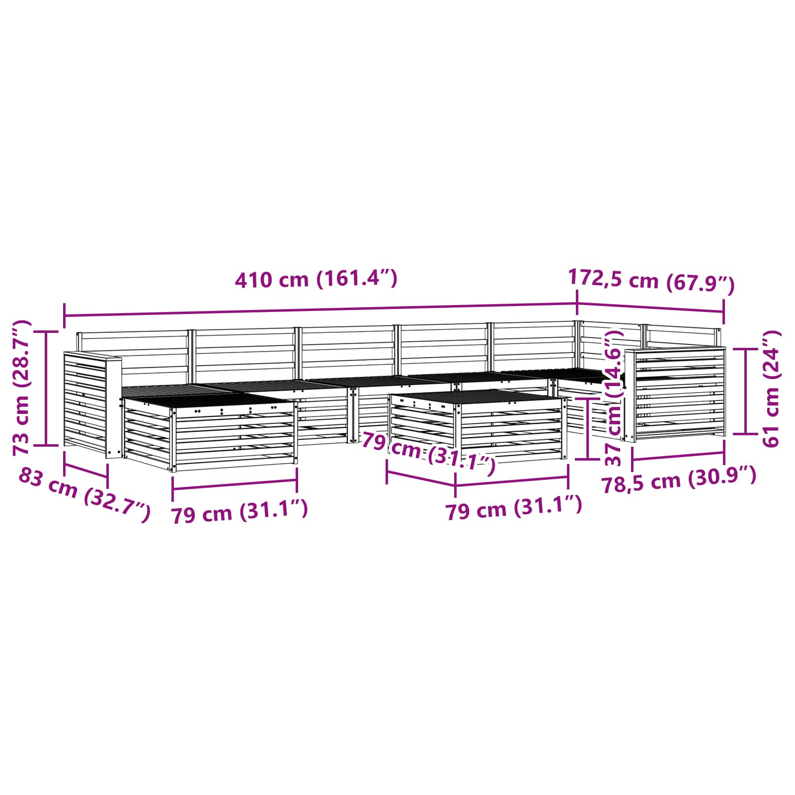 Sofa-Sets 8 pcs Naturel Massief Acaciahout image 11
