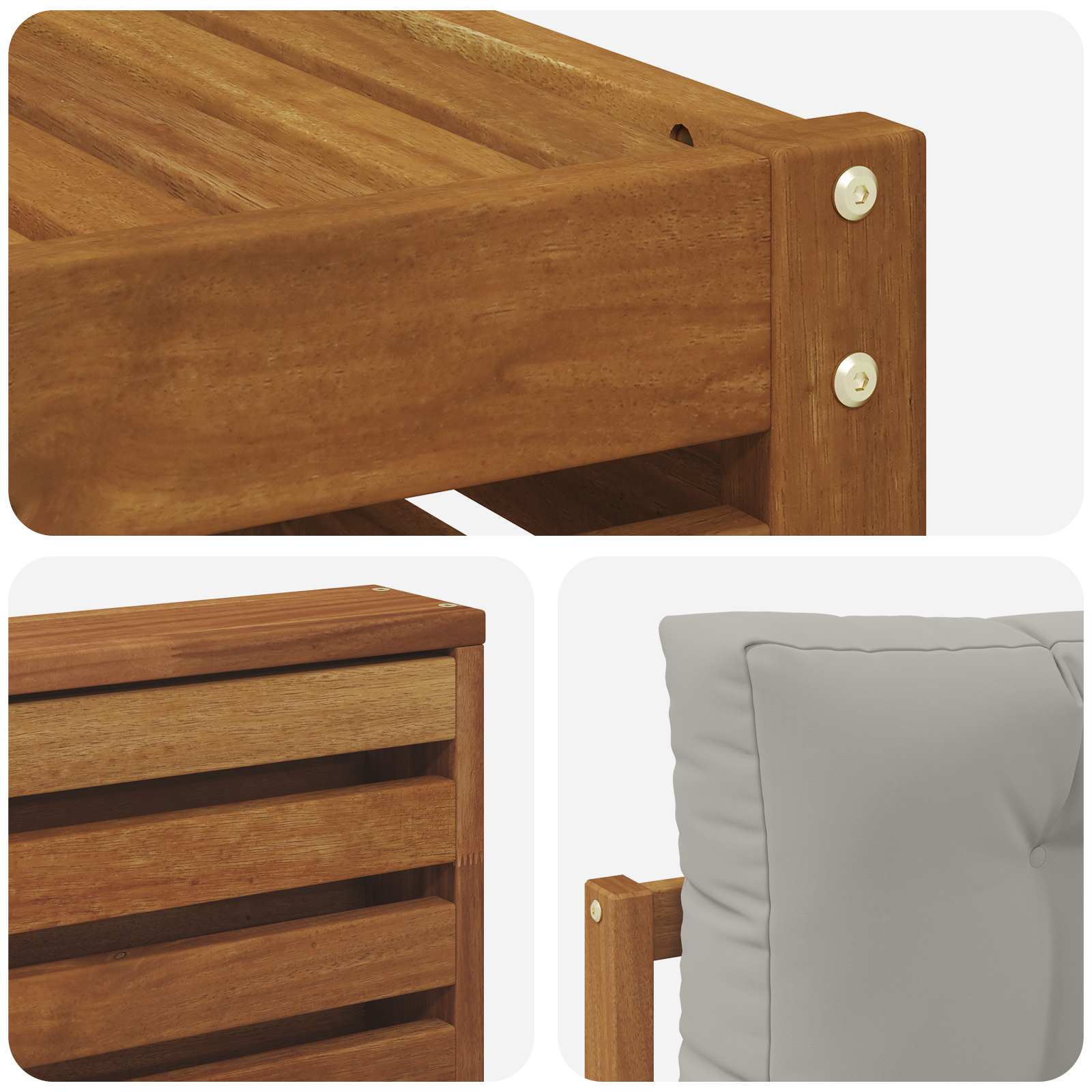 Sofa-Sets 8 pcs Natuurlijk en Lichtgrijs Massief Acaciahout image 8