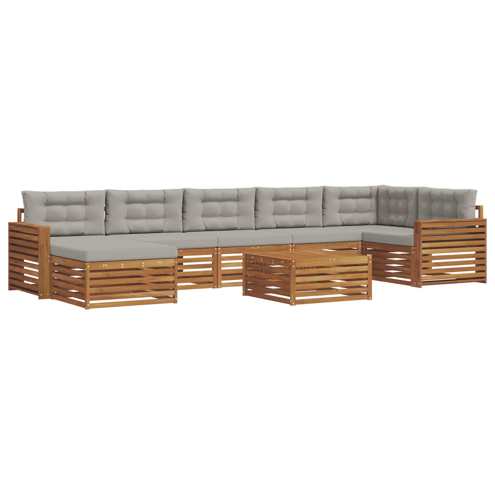 Sofa-Sets 8 pcs Natuurlijk en Lichtgrijs Massief Acaciahout image 2