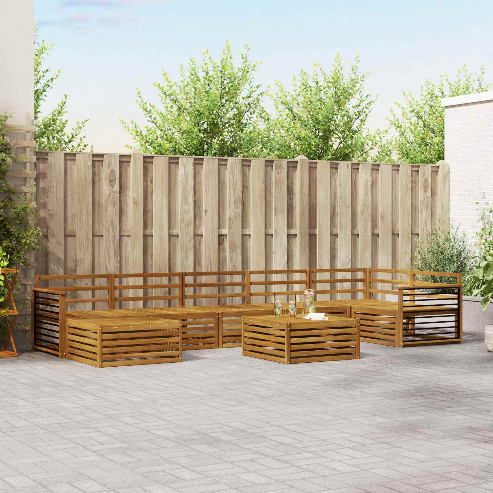 Sofa-Sets 8 pcs Naturel Massief Acaciahout image 1