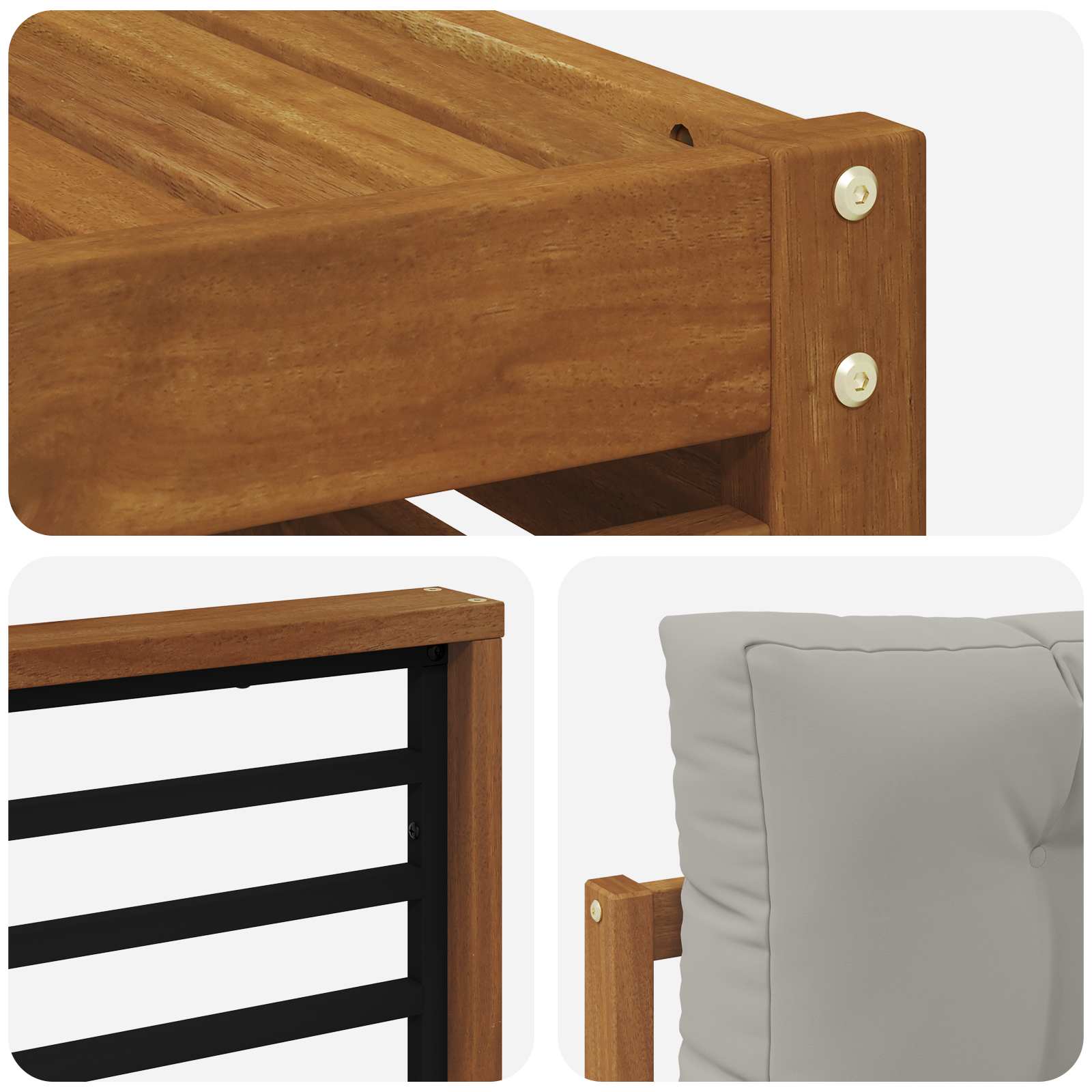 Sofa-Sets 8 pcs Natuurlijk en Lichtgrijs Massief Acaciahout image 8