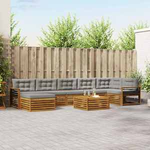 Zunanja garnitura za sedenje 8 pcs Naravna in svetlo siva