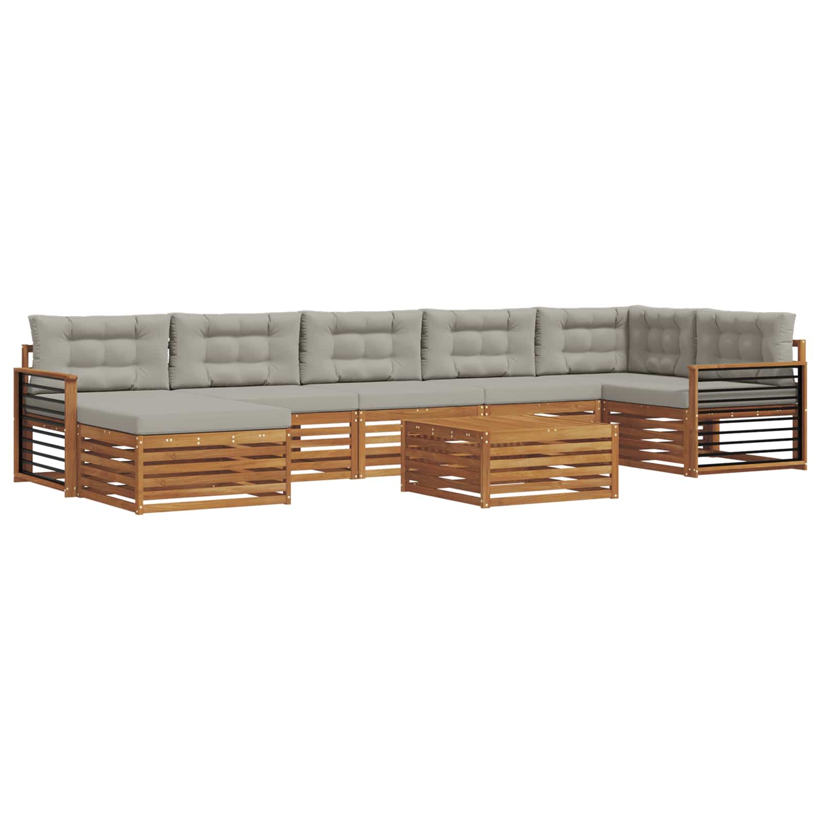 Sofa-Sets 8 pcs Natuurlijk en Lichtgrijs Massief Acaciahout image 2