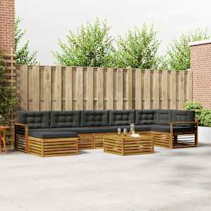 Zunanja garnitura za sedenje 8 pcs Naravna in antracitna