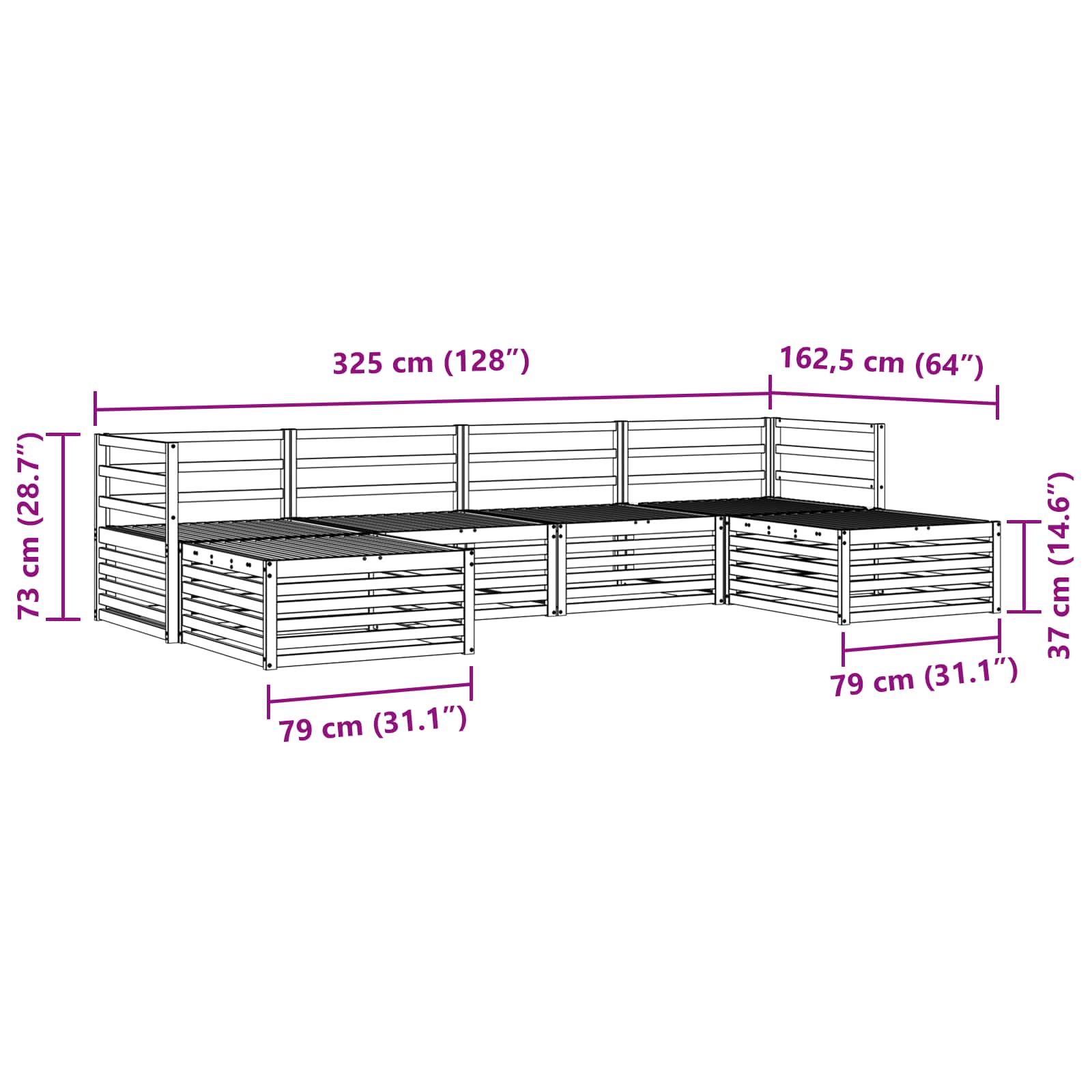Sofa-Sets 6 pcs Naturel Massief Acaciahout image 7