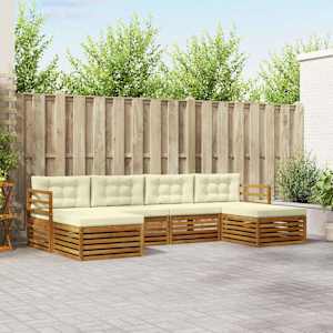 Sedežne garniture 6 pcs Naravna in smetana Masiven les akacije