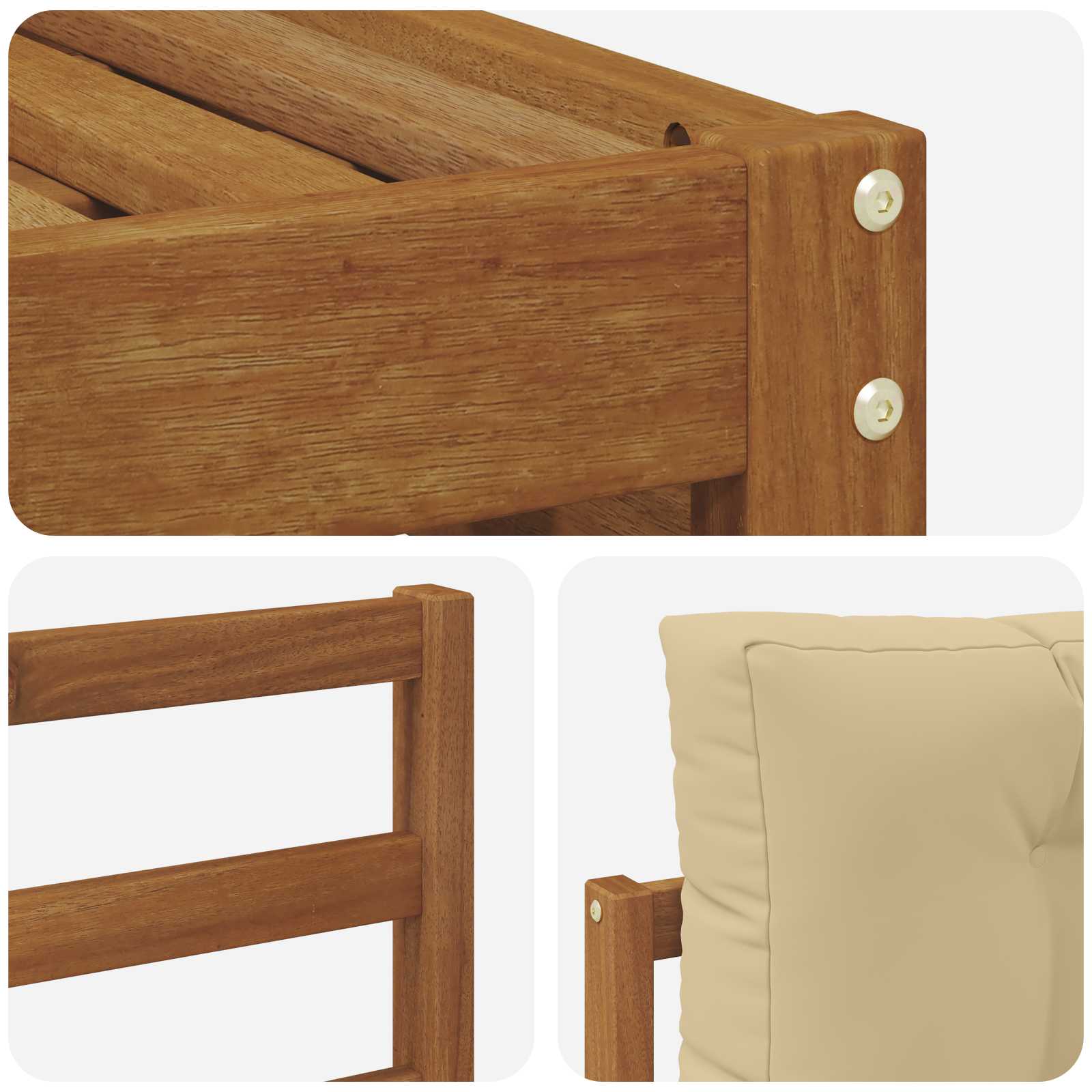 Sofa-Sets 6 pcs Natuurlijk en Beige Massief Acaciahout image 5