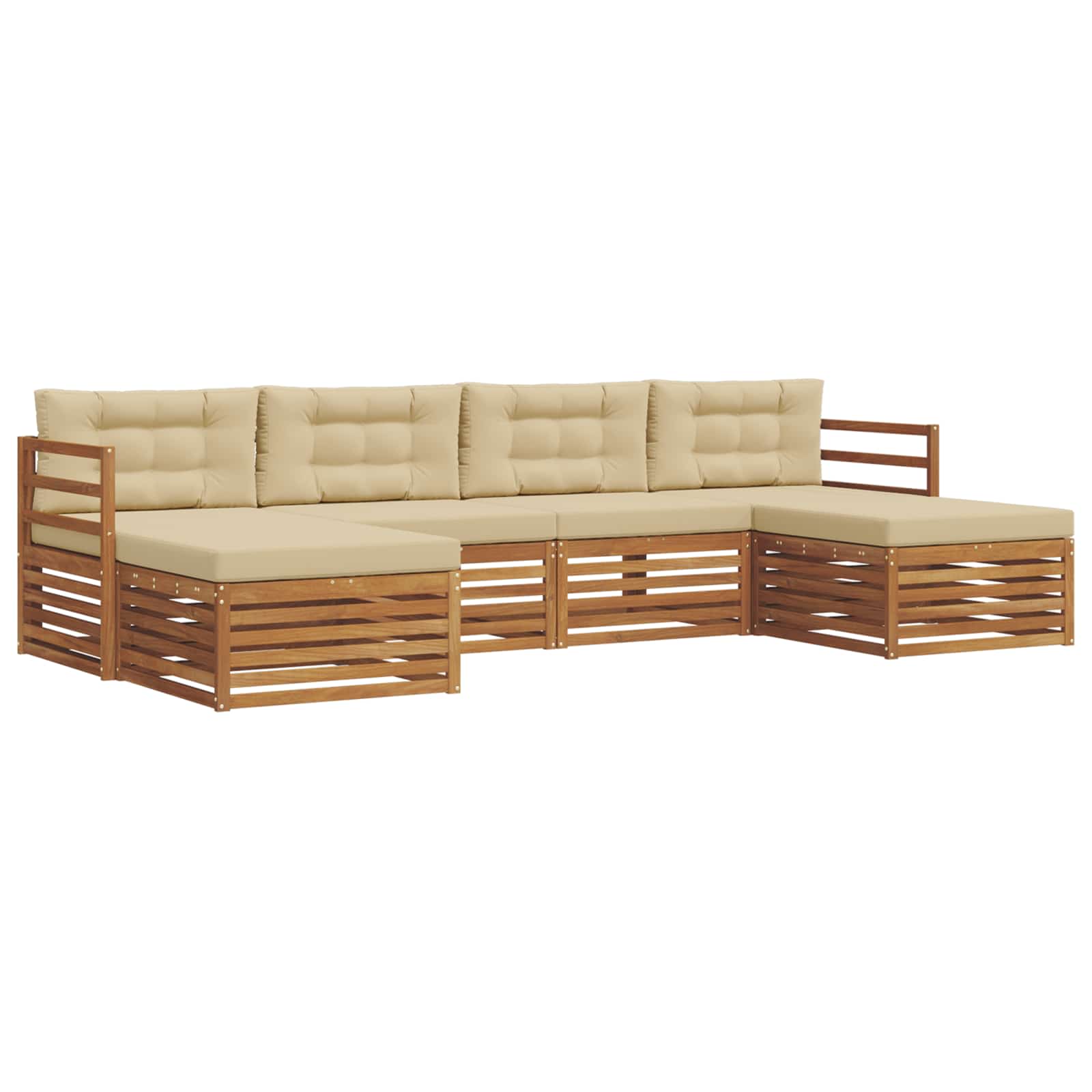 Sofa-Sets 6 pcs Natuurlijk en Beige Massief Acaciahout image 2