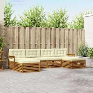 Sedežne garniture 6 pcs Naravna in smetana Masiven les akacije