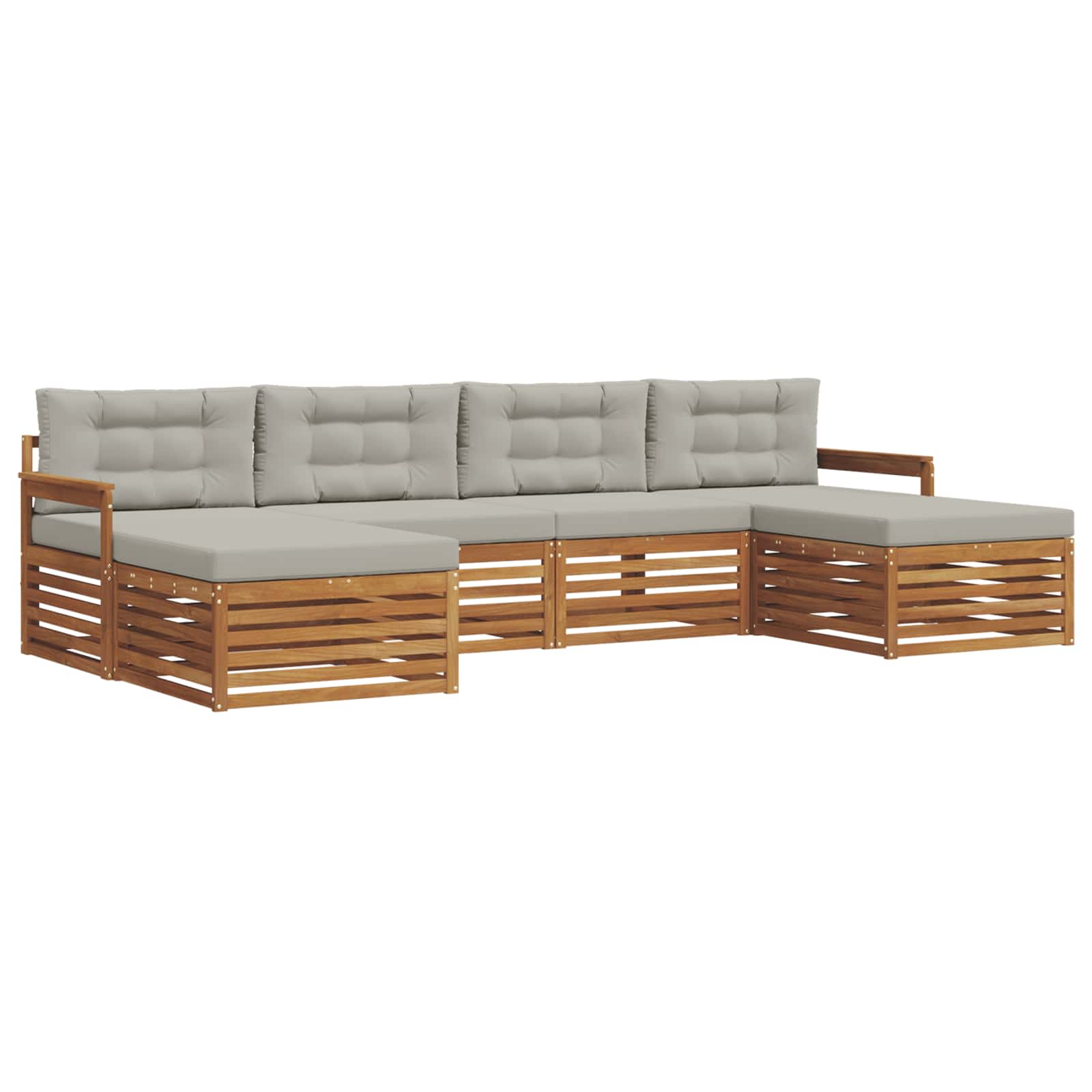 Sofa-Sets 6 pcs Natuurlijk en Lichtgrijs Massief Acaciahout image 2