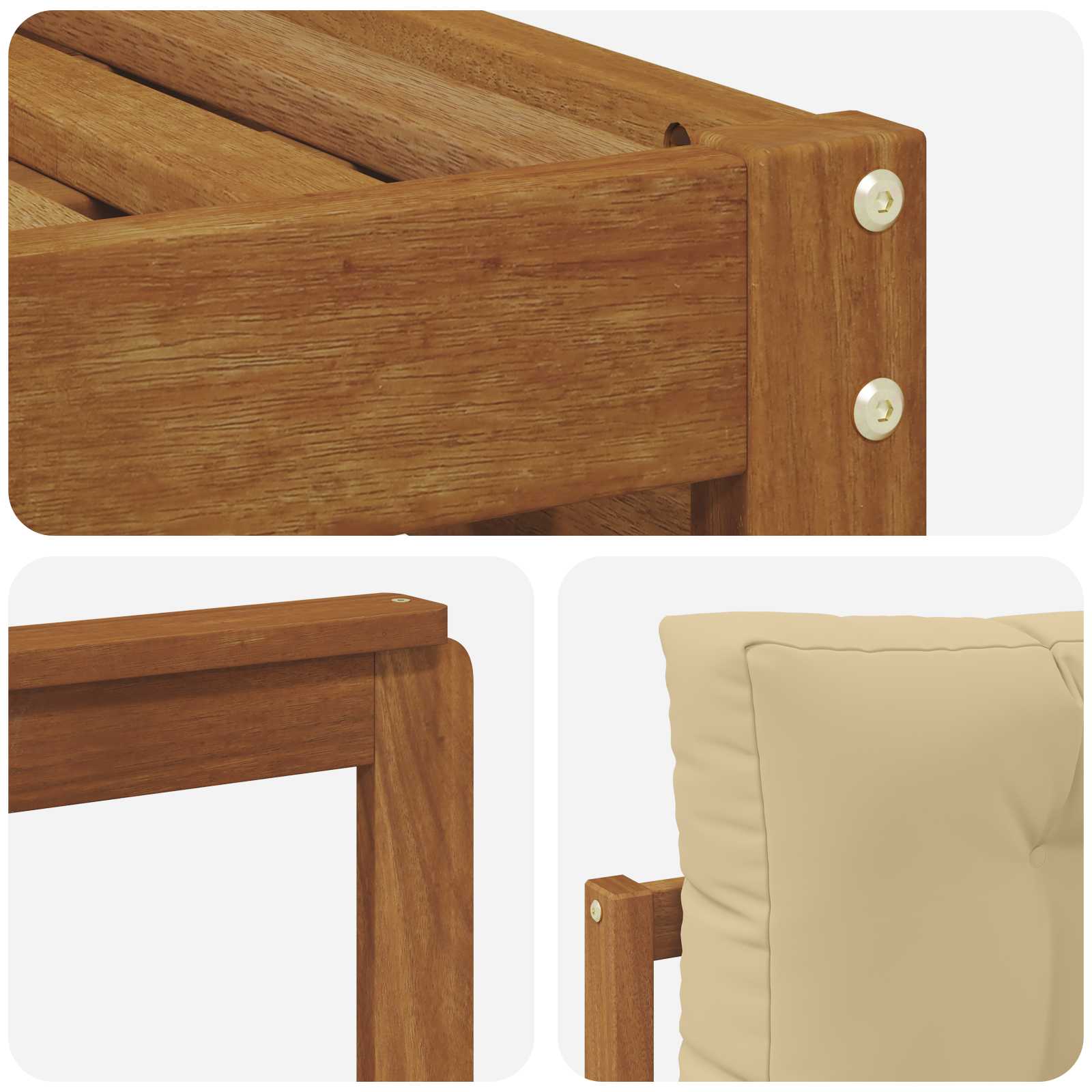 Sofa-Sets 6 pcs Natuurlijk en Beige Massief Acaciahout image 5