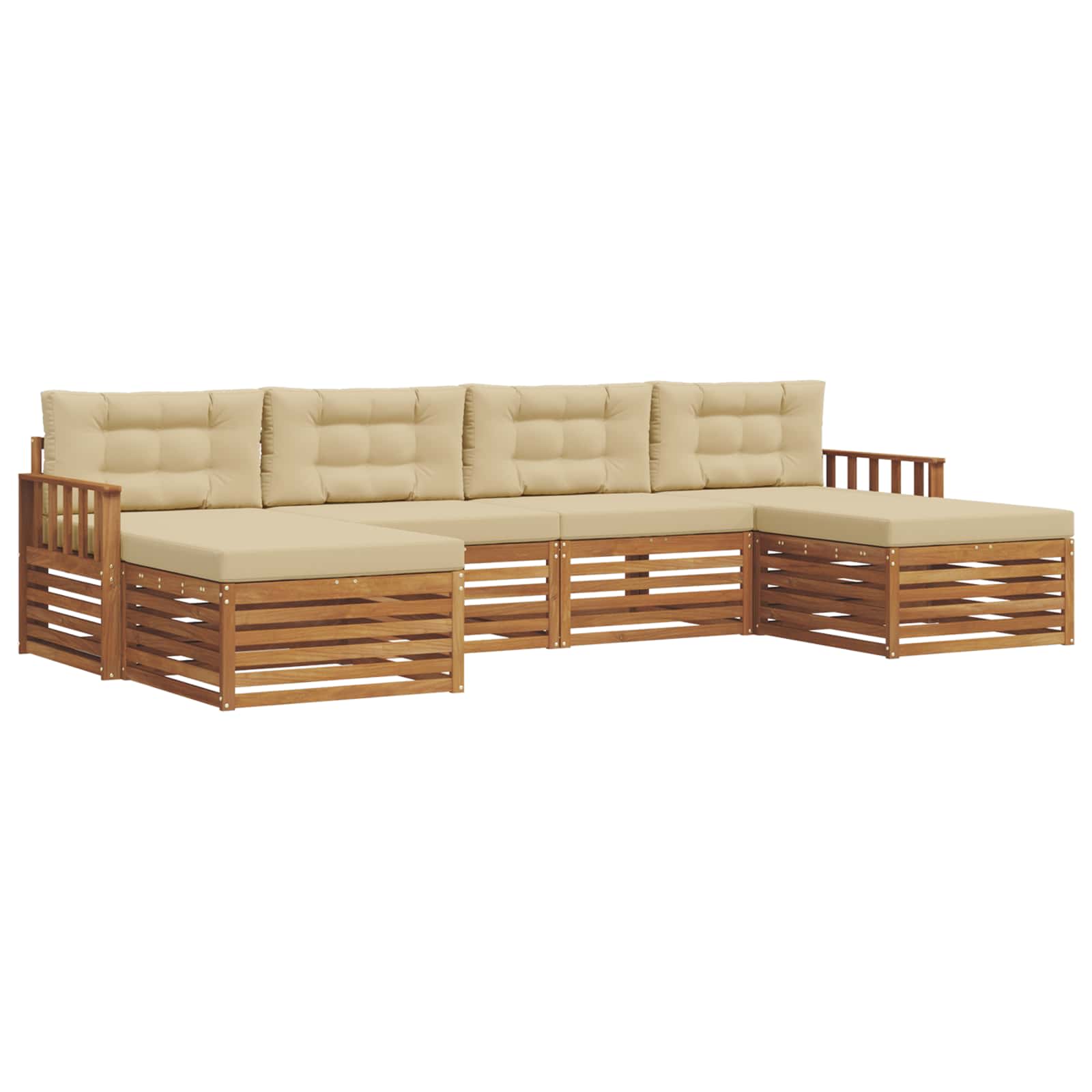 Sofa-Sets 6 pcs Natuurlijk en Beige Massief Acaciahout image 2