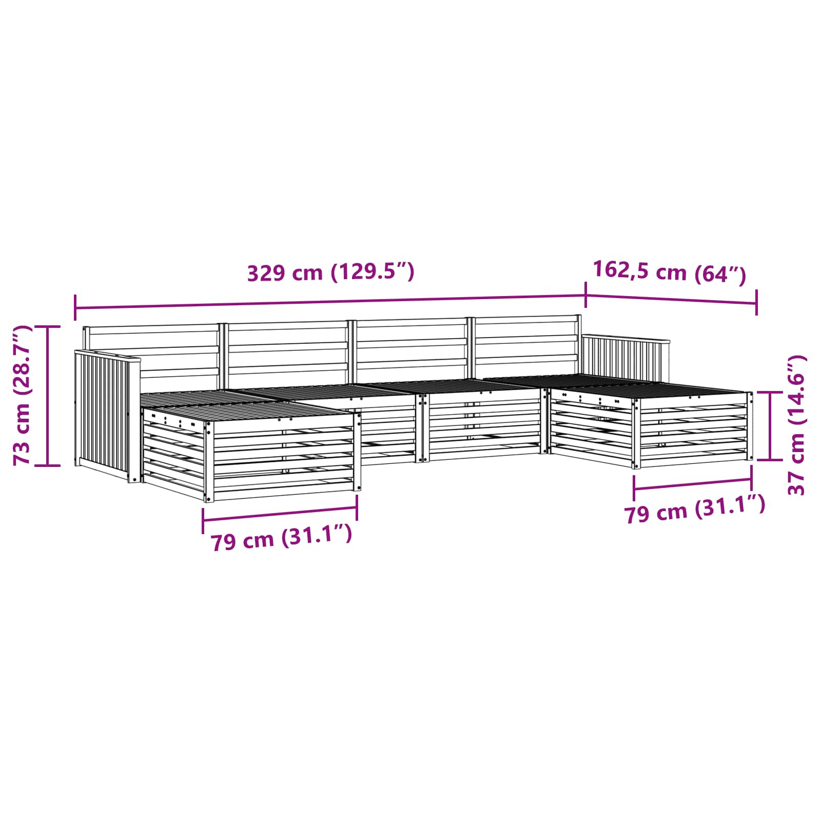 Sofa-Sets 6 pcs Naturel Massief Acaciahout image 7