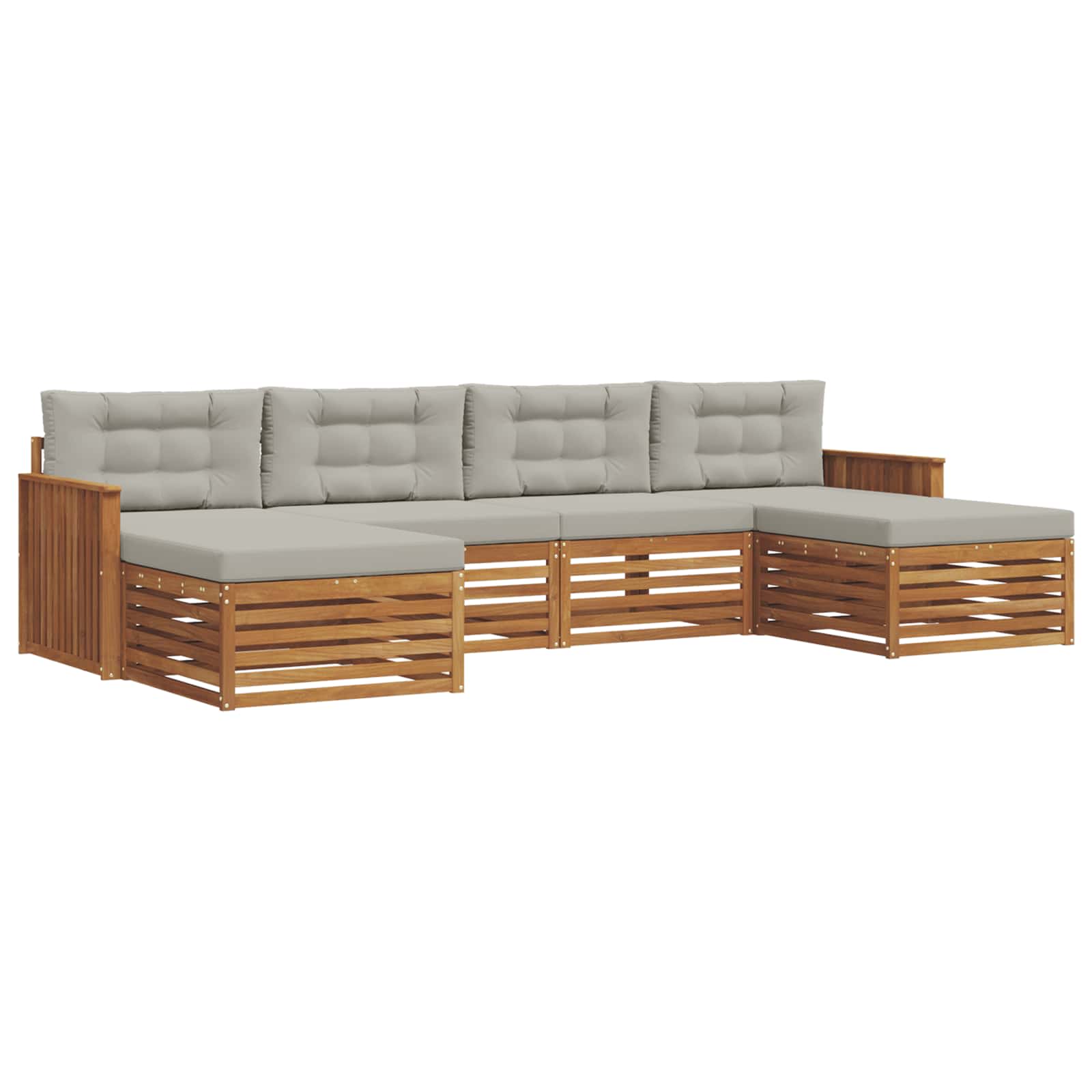 Sofa-Sets 6 pcs Natuurlijk en Lichtgrijs Massief Acaciahout image 2