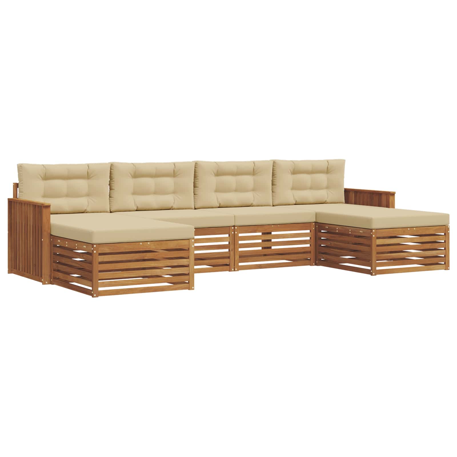 Sofa-Sets 6 pcs Natuurlijk en Beige Massief Acaciahout image 2