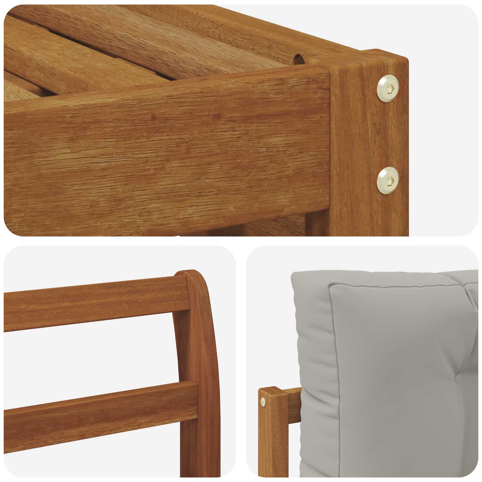 Sofa-Sets 6 pcs Natuurlijk en Lichtgrijs Massief Acaciahout image 5