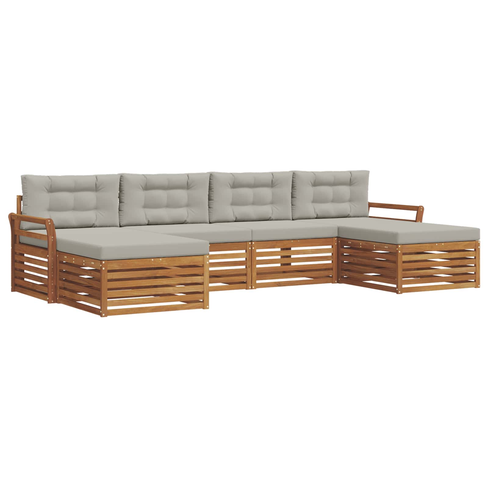 Sofa-Sets 6 pcs Natuurlijk en Lichtgrijs Massief Acaciahout image 2