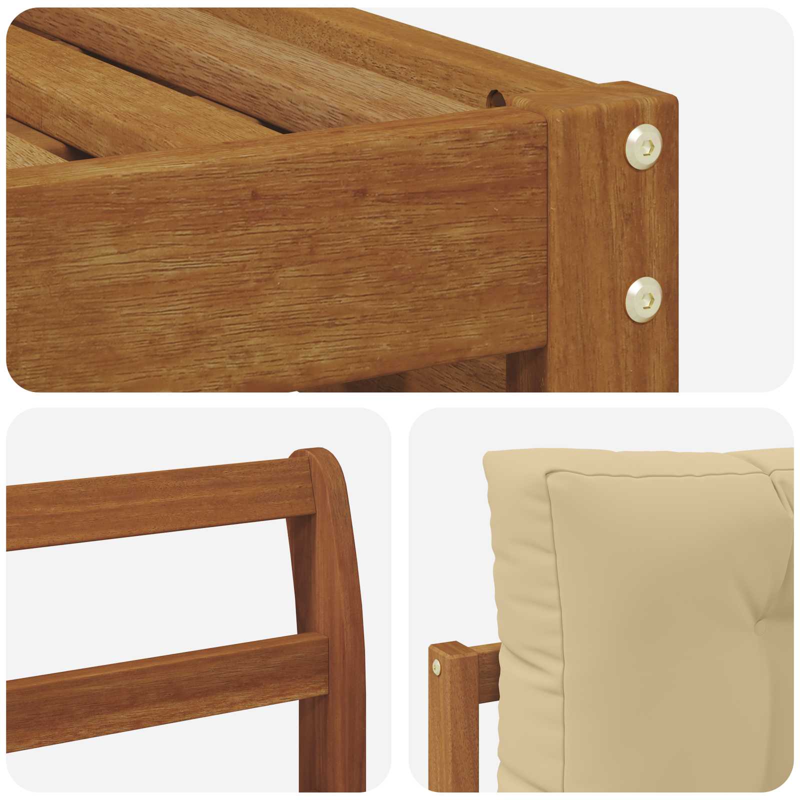 Sofa-Sets 6 pcs Natuurlijk en Beige Massief Acaciahout image 5