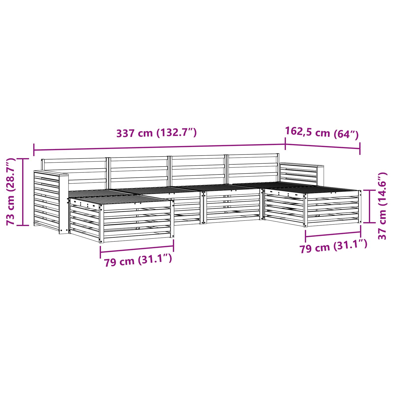 Sofa-Sets 6 pcs Naturel Massief Acaciahout image 7