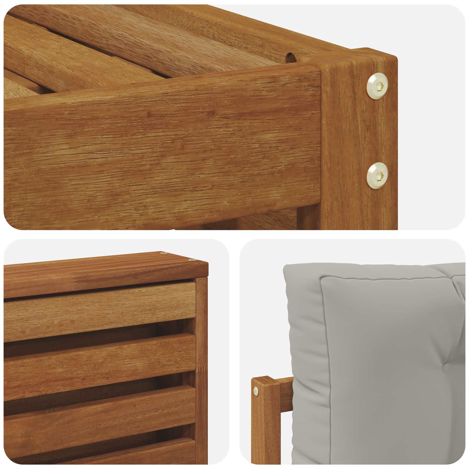 Sofa-Sets 6 pcs Natuurlijk en Lichtgrijs Massief Acaciahout image 5