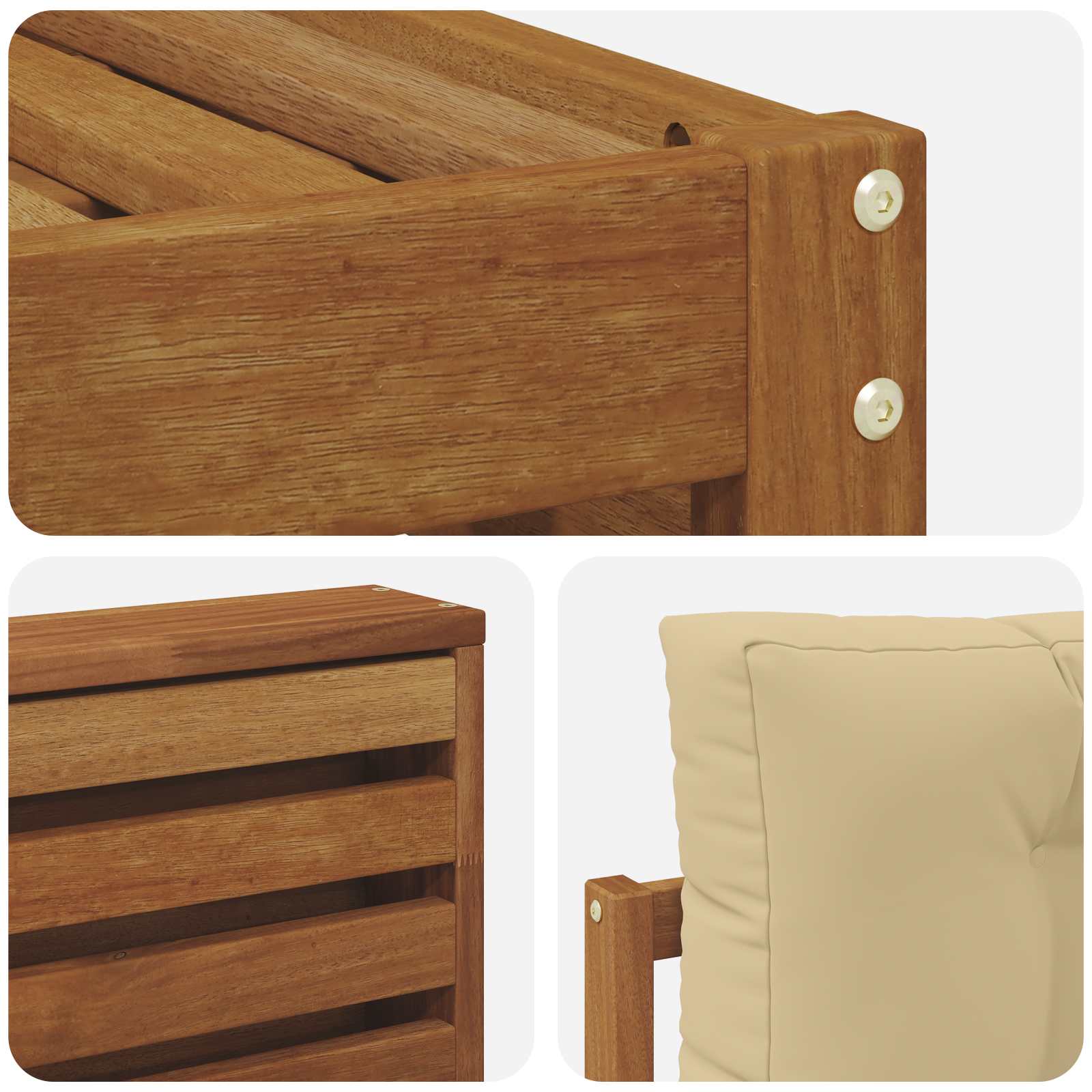 Sofa-Sets 6 pcs Natuurlijk en Beige Massief Acaciahout image 5