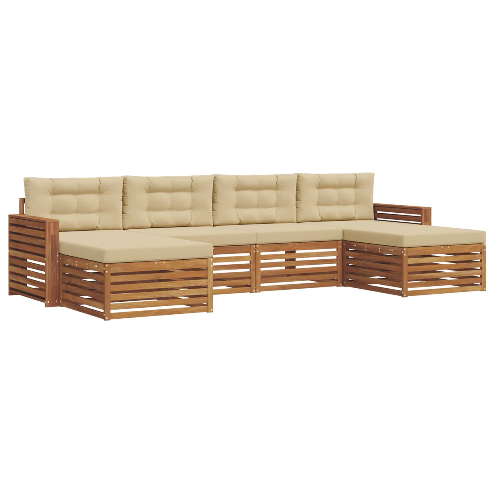 Sofa-Sets 6 pcs Natuurlijk en Beige Massief Acaciahout image 2