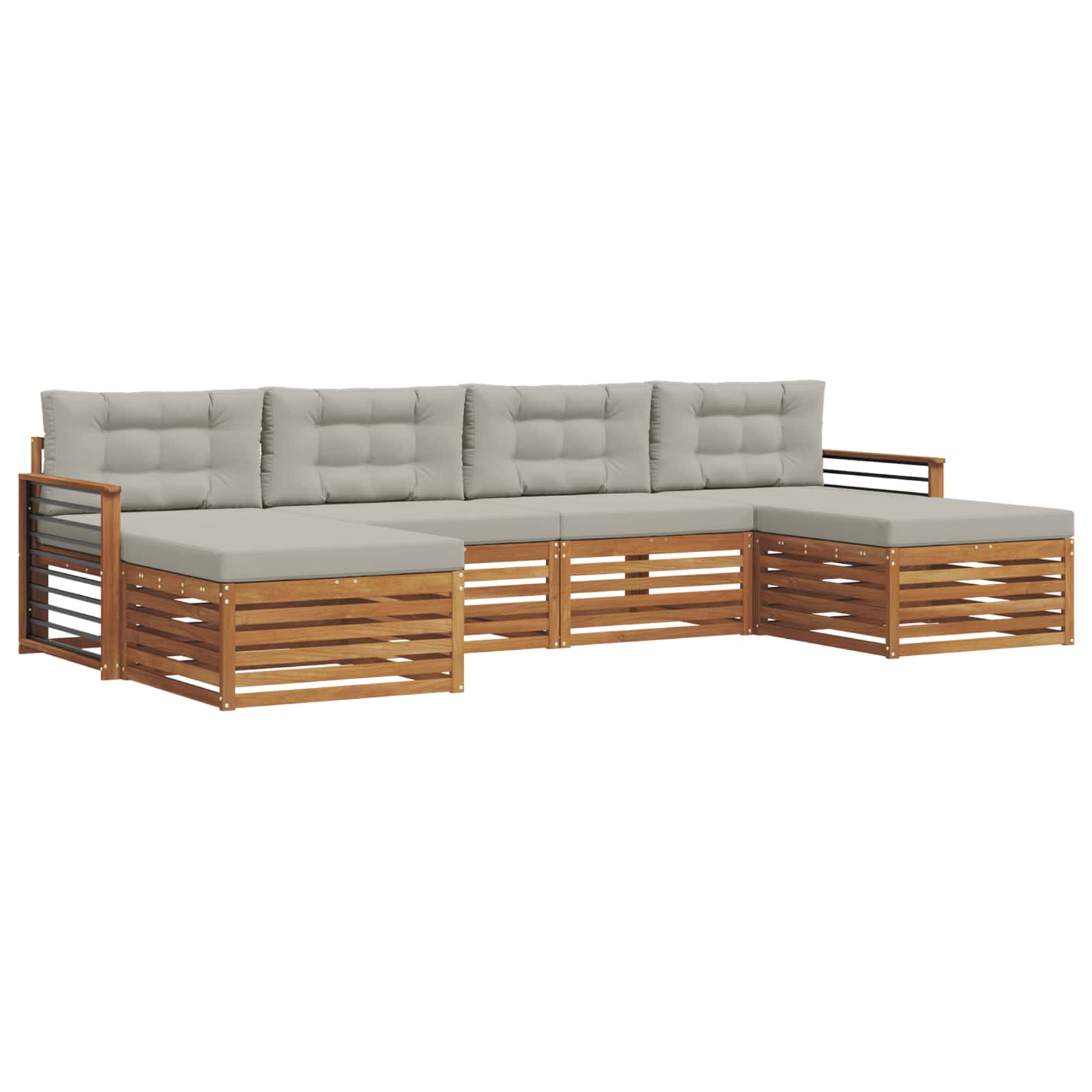 Sofa-Sets 6 pcs Natuurlijk en Lichtgrijs Massief Acaciahout image 2