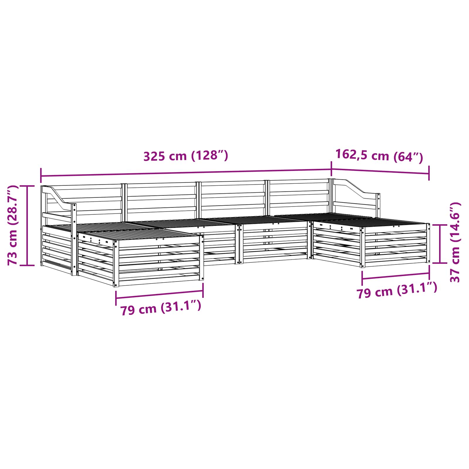 Sofa-Sets 6 pcs Naturel Massief Acaciahout image 7