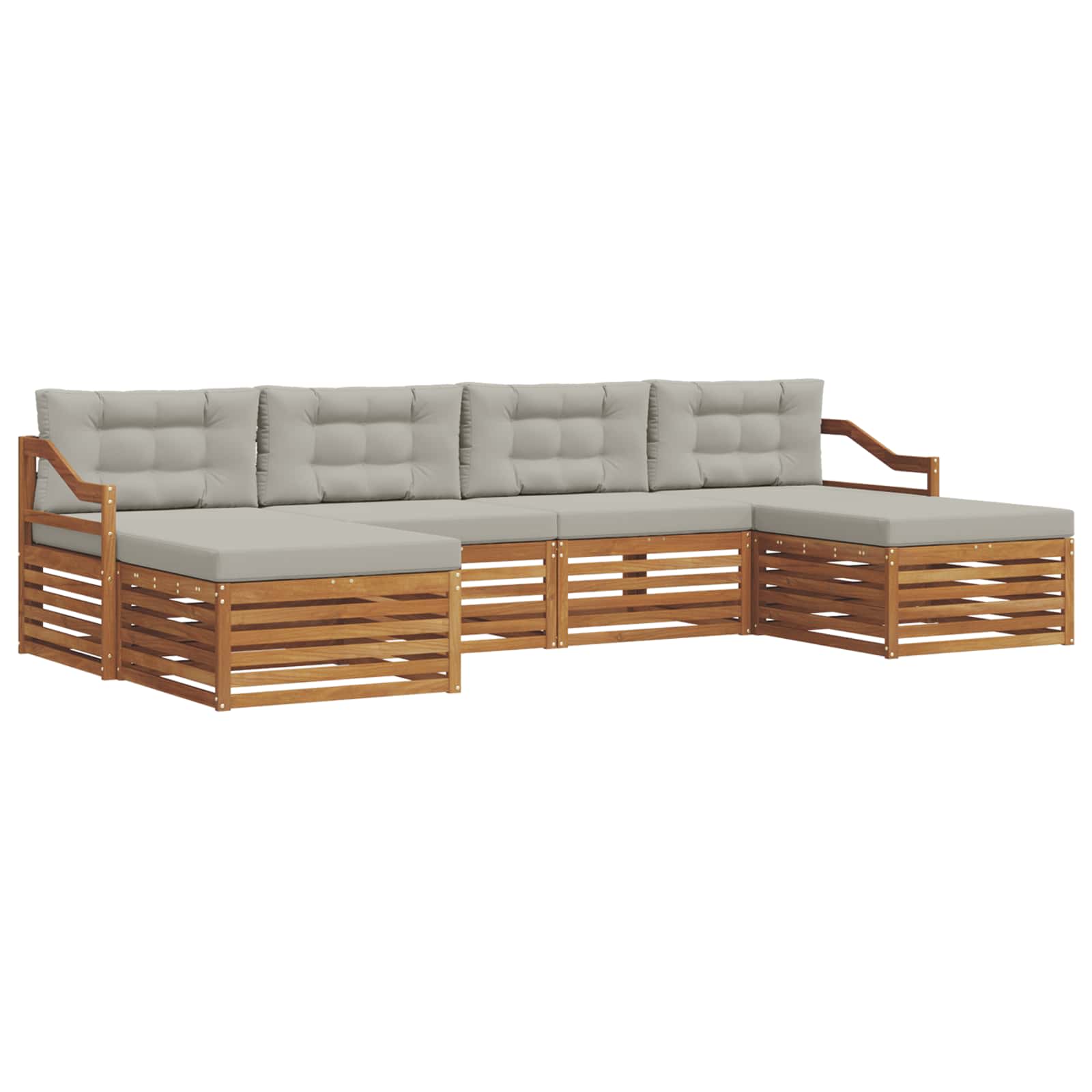 Sofa-Sets 6 pcs Natuurlijk en Lichtgrijs Massief Acaciahout image 2