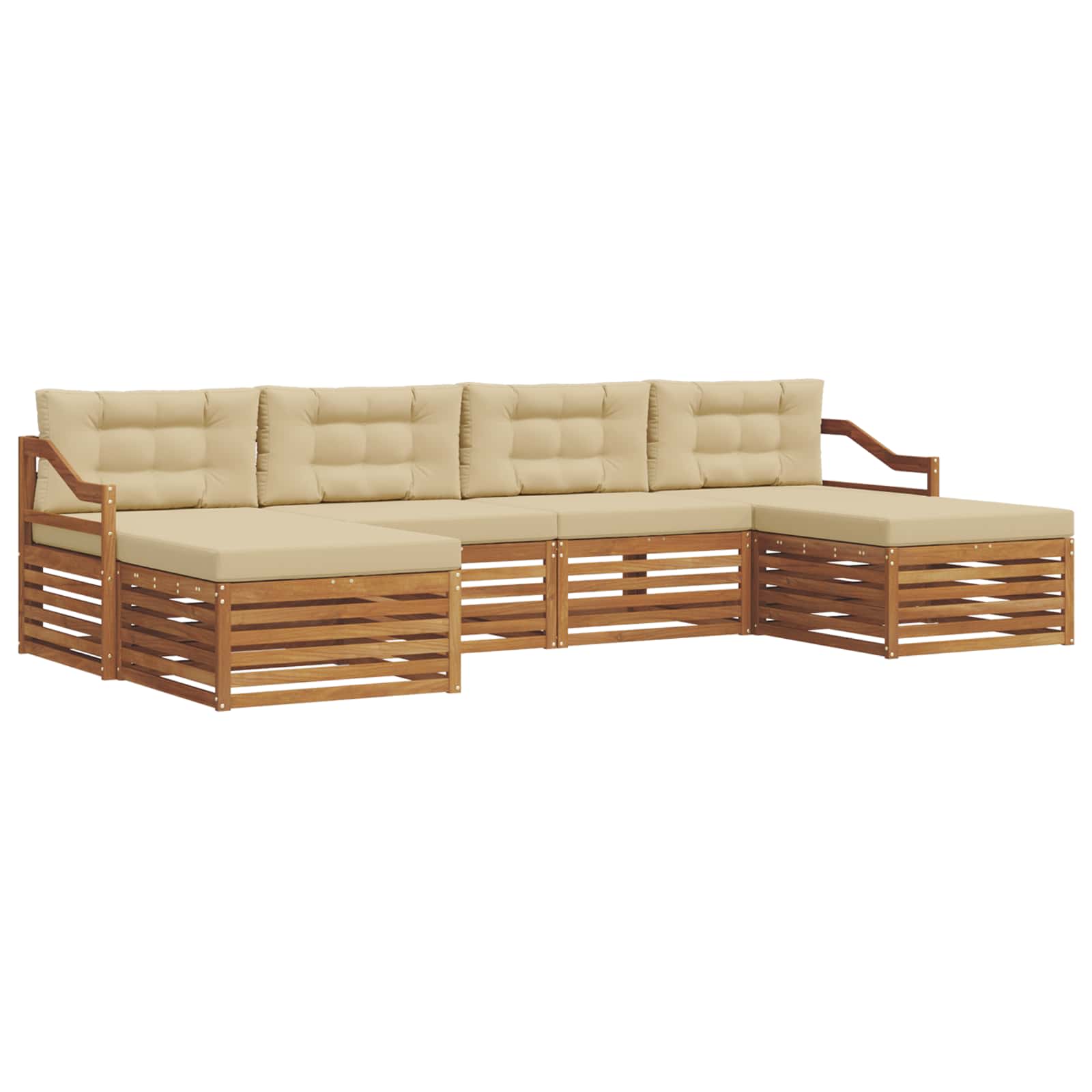 Sofa-Sets 6 pcs Natuurlijk en Beige Massief Acaciahout image 2
