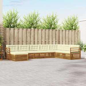 Zunanja garnitura za sedenje z blazino 8 pcs Naravna in smetana