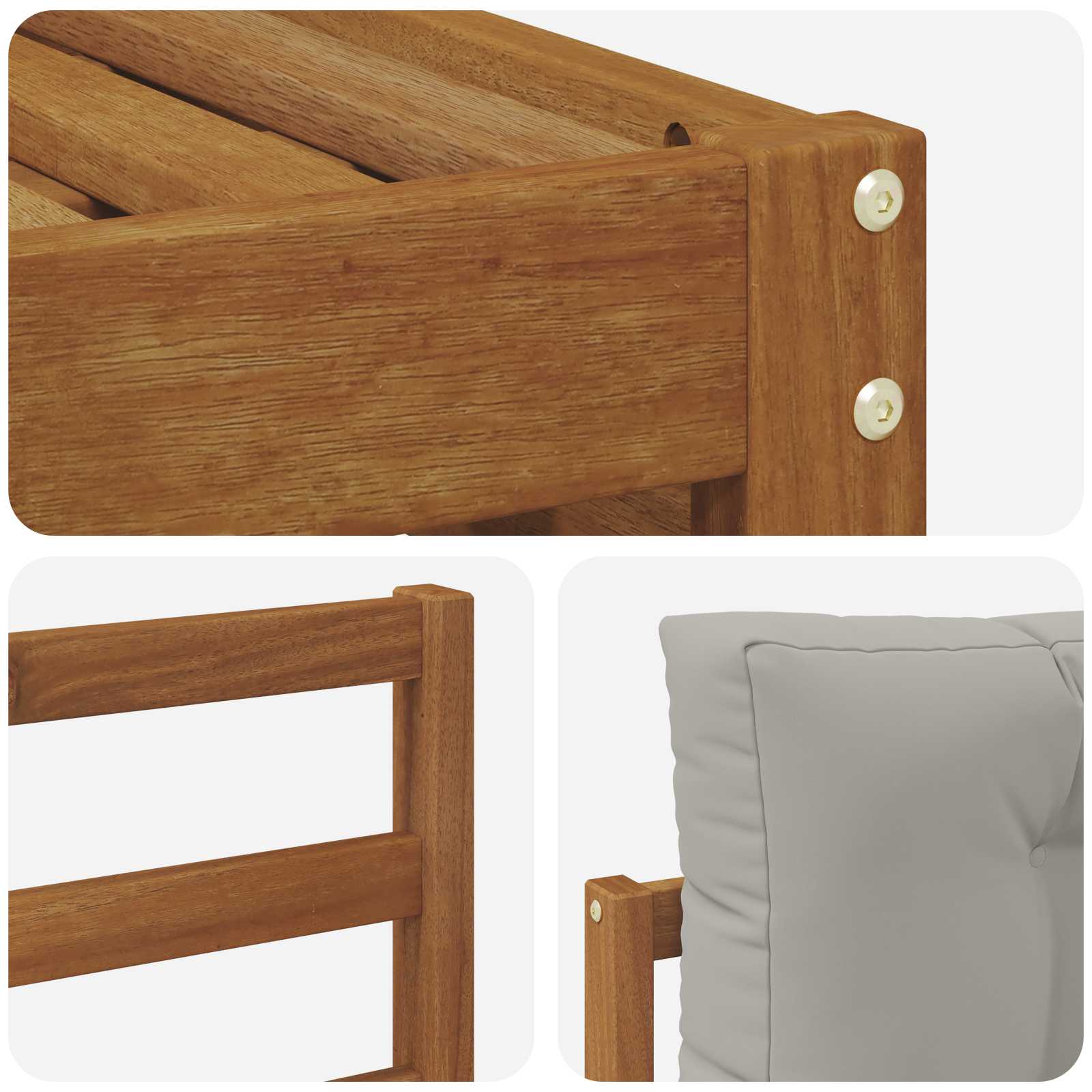 Sofa-Sets 8 pcs Natuurlijk en Lichtgrijs Massief Acaciahout image 6