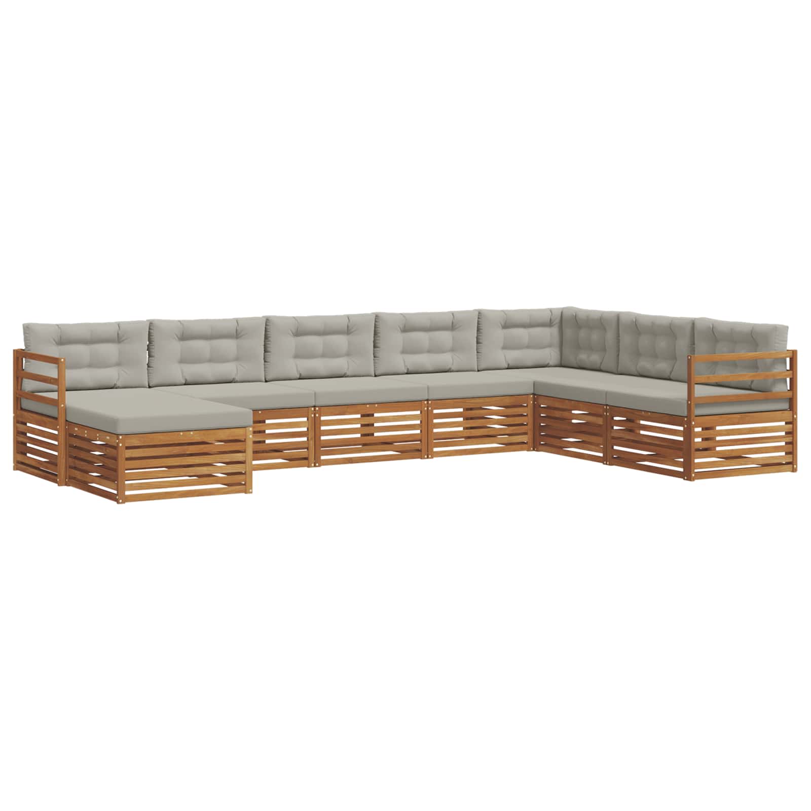 Sofa-Sets 8 pcs Natuurlijk en Lichtgrijs Massief Acaciahout image 2