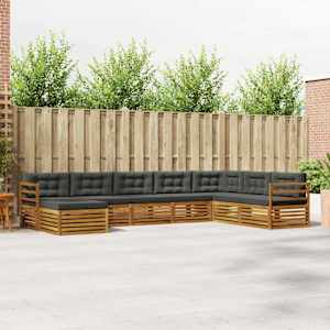 Zunanja garnitura za sedenje 8 pcs Naravna in antracitna