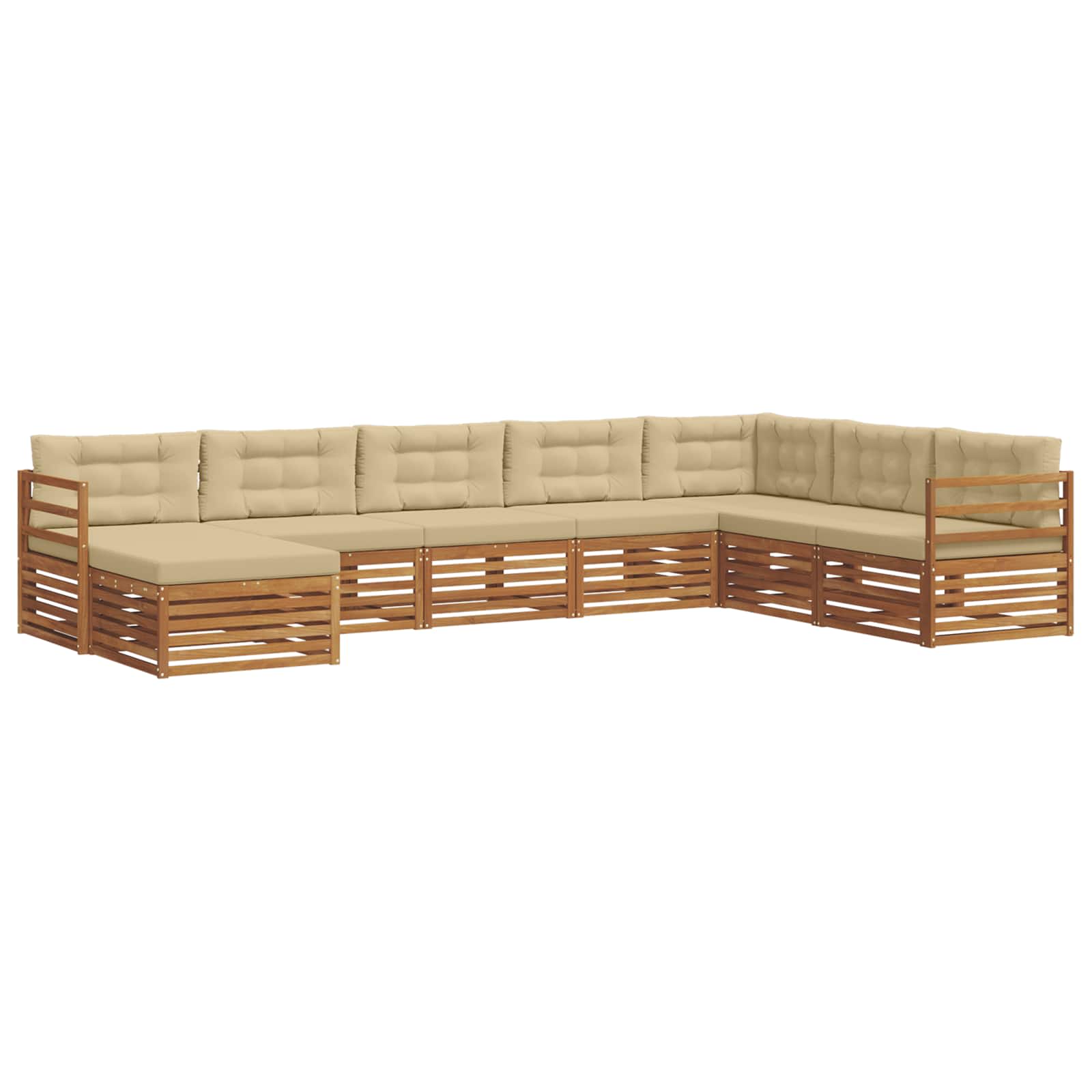 Sofa-Sets 8 pcs Natuurlijk en Beige Massief Acaciahout image 2