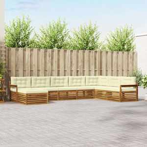 Zunanja garnitura za sedenje z blazino 8 pcs Naravna in smetana