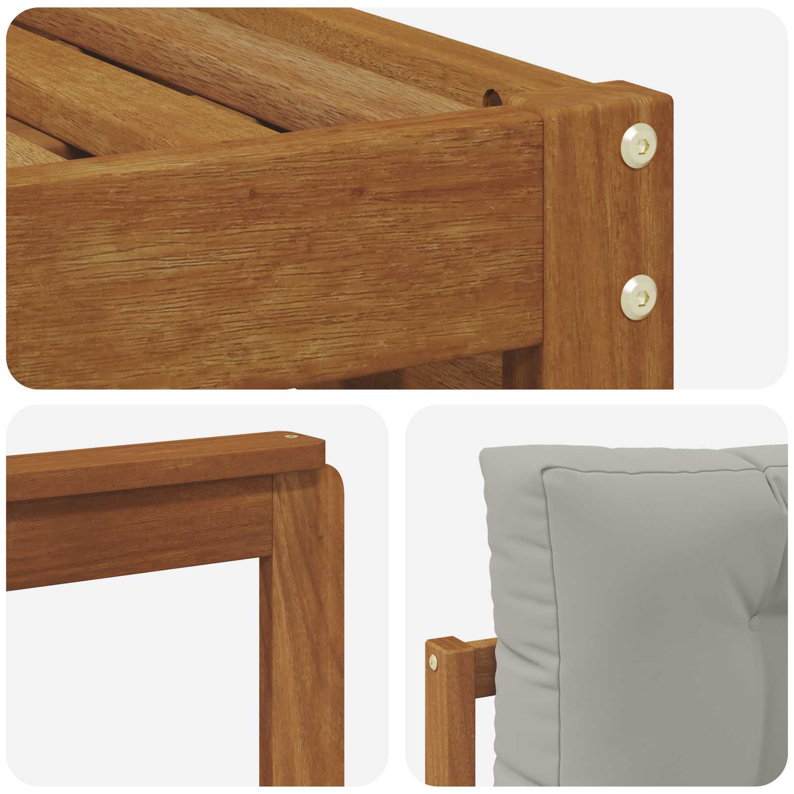 Sofa-Sets 8 pcs Natuurlijk en Lichtgrijs Massief Acaciahout image 6